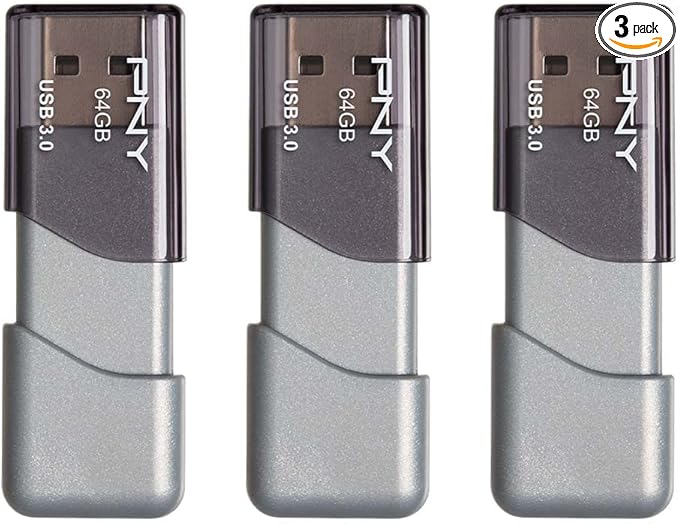 Pny 64gb Turbo Attaché 3 Usb 3.0 Flash Drive 3 Pack,grey